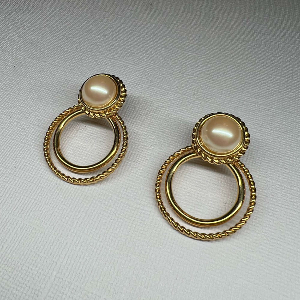 Monet Gold and Cream Earrings
